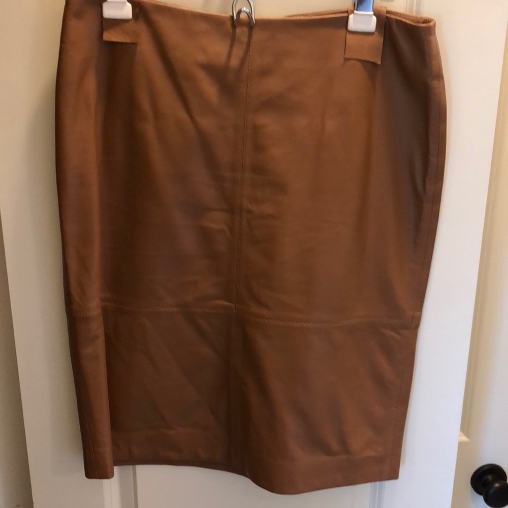 Tan Leather Pencil Skirt